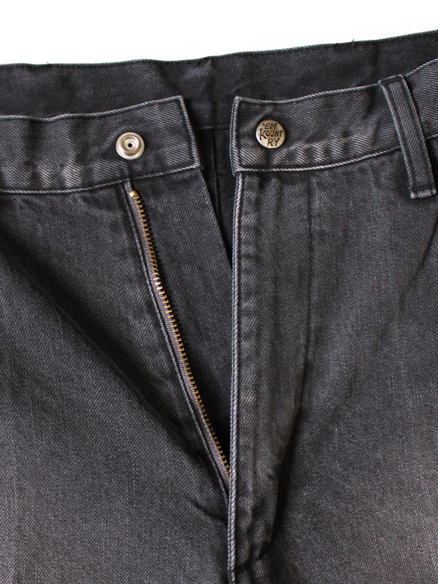 Kapital 14oz Black x Black Denim 5P Frisko (Center Pleats)