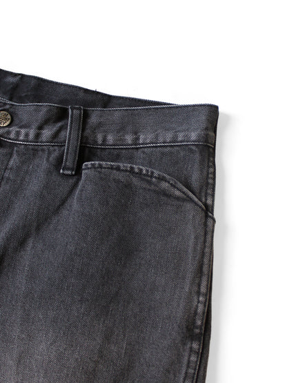 Kapital 14oz Black x Black Denim 5P Frisko (Center Pleats)