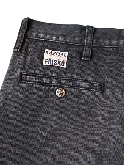 Kapital 14oz Black x Black Denim 5P Frisko (Center Pleats)