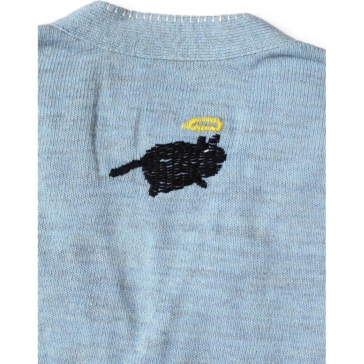 Kapital Knit And Chambray Cardigan (Crow & Cat Embroidery)