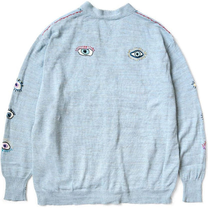 Kapital Knit And Chambray Cardigan (Speakeasy Embroidery)