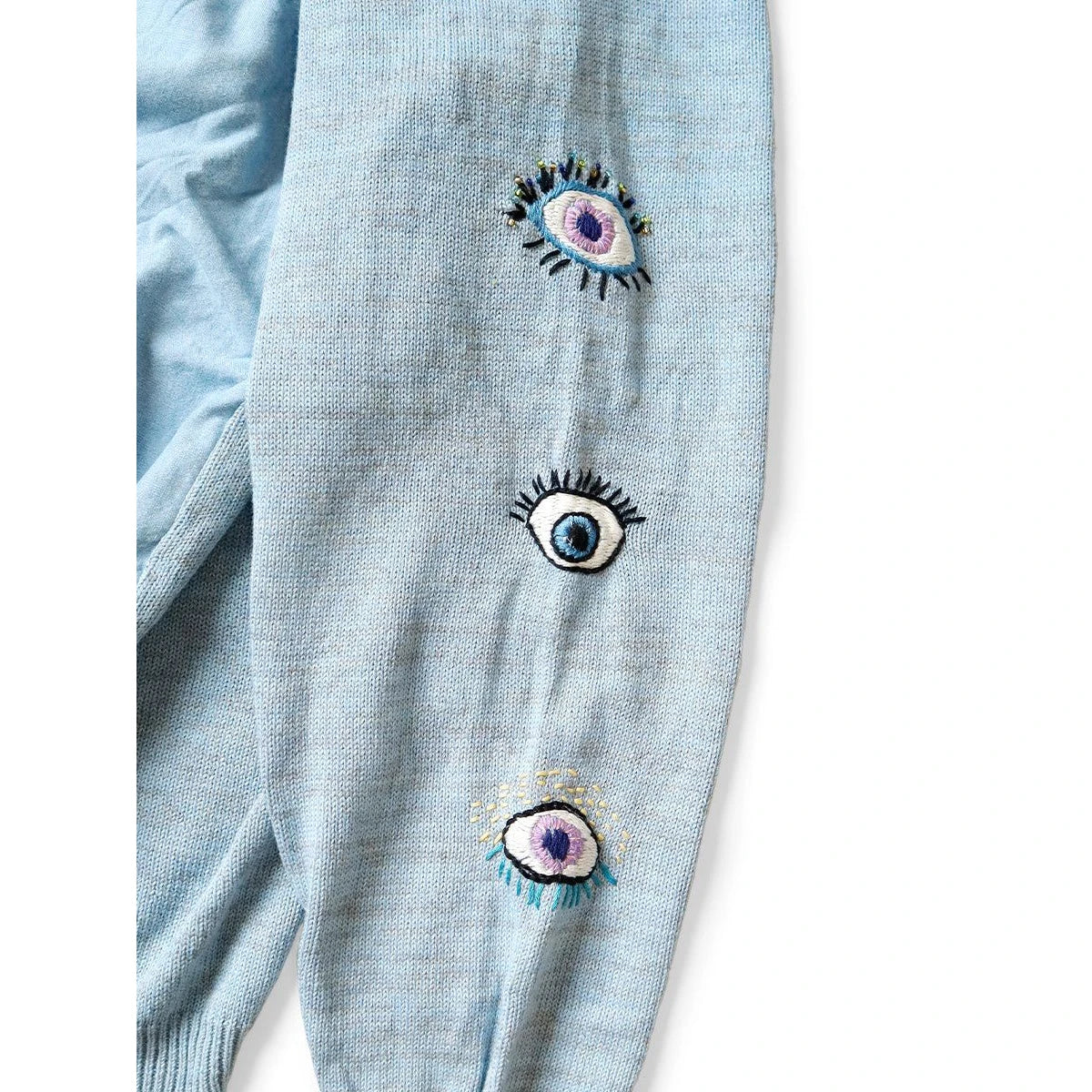 Kapital Knit And Chambray Cardigan (Speakeasy Embroidery)