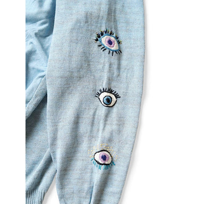 Kapital Knit And Chambray Cardigan (Speakeasy Embroidery)