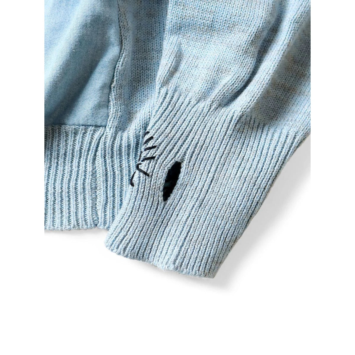 Kapital Knit And Chambray Cardigan (Speakeasy Embroidery)