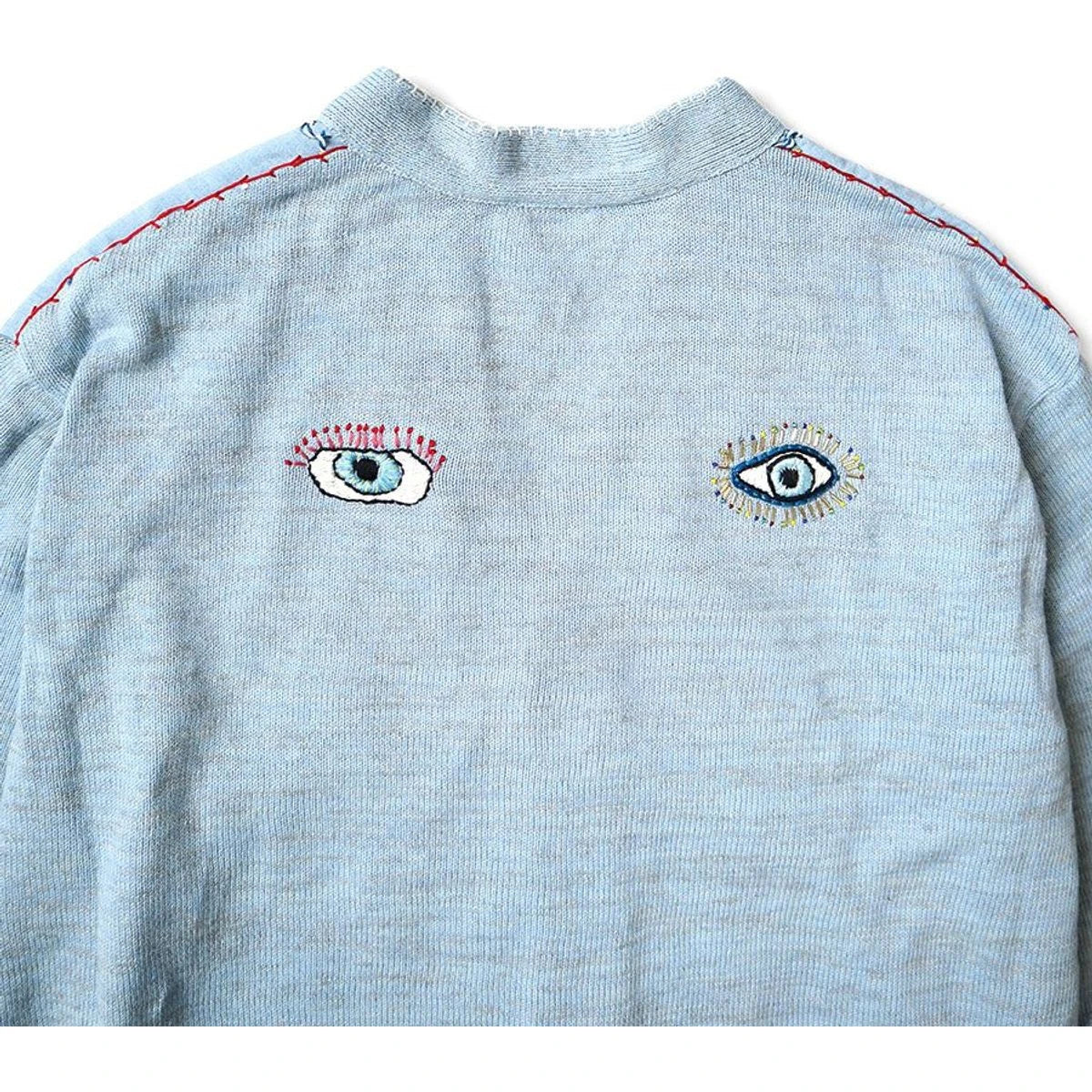 Kapital Knit And Chambray Cardigan (Speakeasy Embroidery)