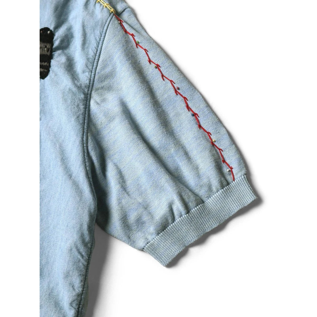 Kapital Knit x Chambray Polo Shirt (Crow & Cat Embroidery) | COJP