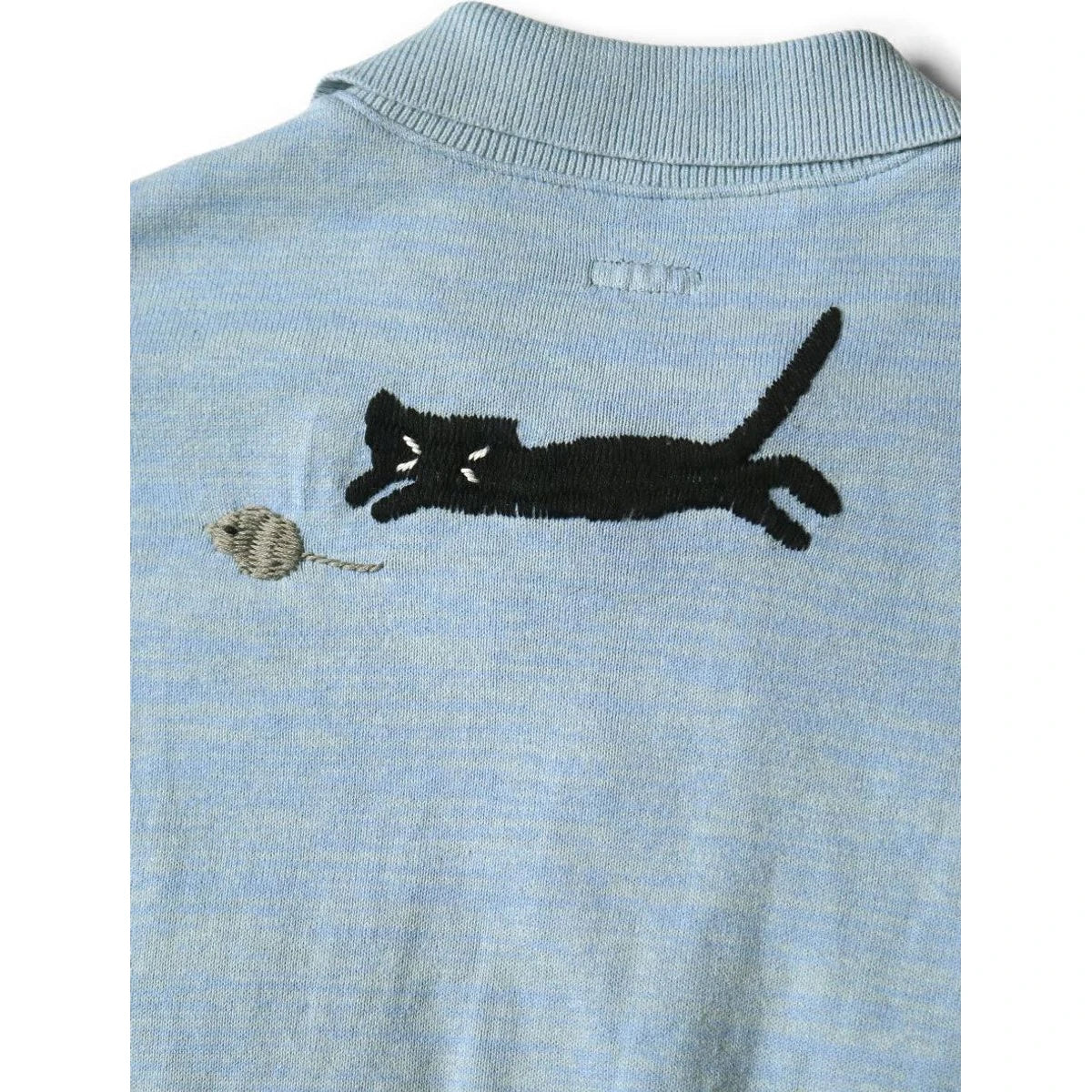 Kapital Knit x Chambray Polo Shirt (Crow & Cat Embroidery) | COJP