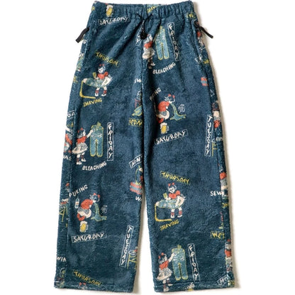 Kapital Kountry Calendar Pattern Fleece Easy Straight Pants
