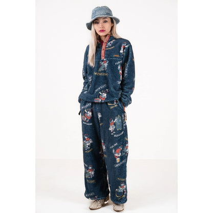 Kapital Kountry Calendar Pattern Fleece Easy Straight Pants