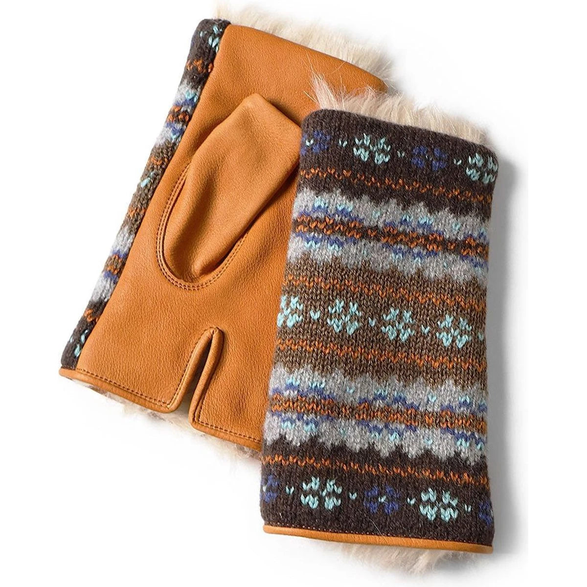 Kapital Leather And Fair Isle Gloves