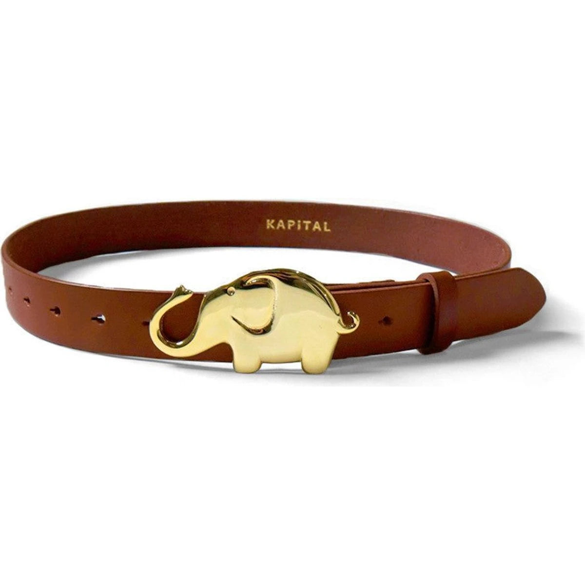 Kapital Leather Trunk Up Elephant Buckle Belt