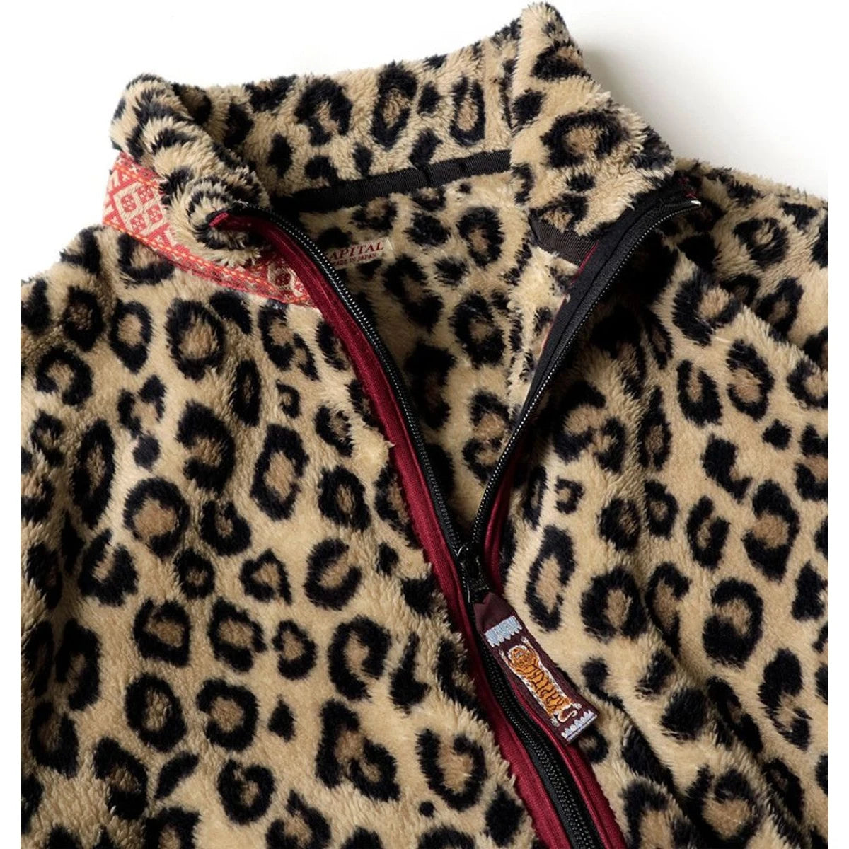 Kapital Leopard Pattern Fleece Zip Jacket Blouson
