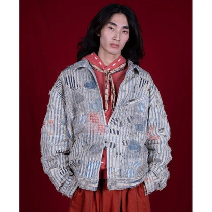 Kapital Liberty Stripe Boro Drizzler Zip Jacket