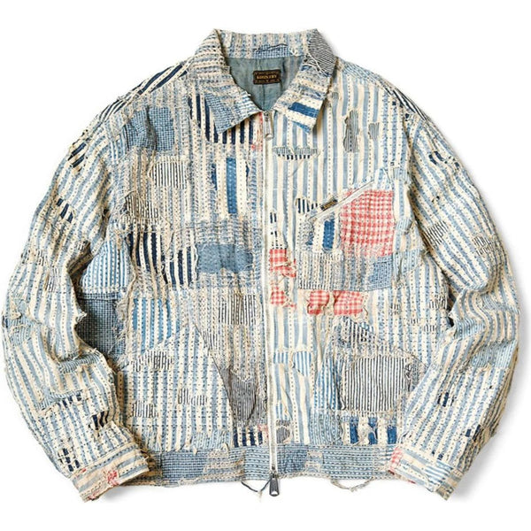 Kapital Liberty Stripe Boro Drizzler Zip Jacket | COJP Gallery