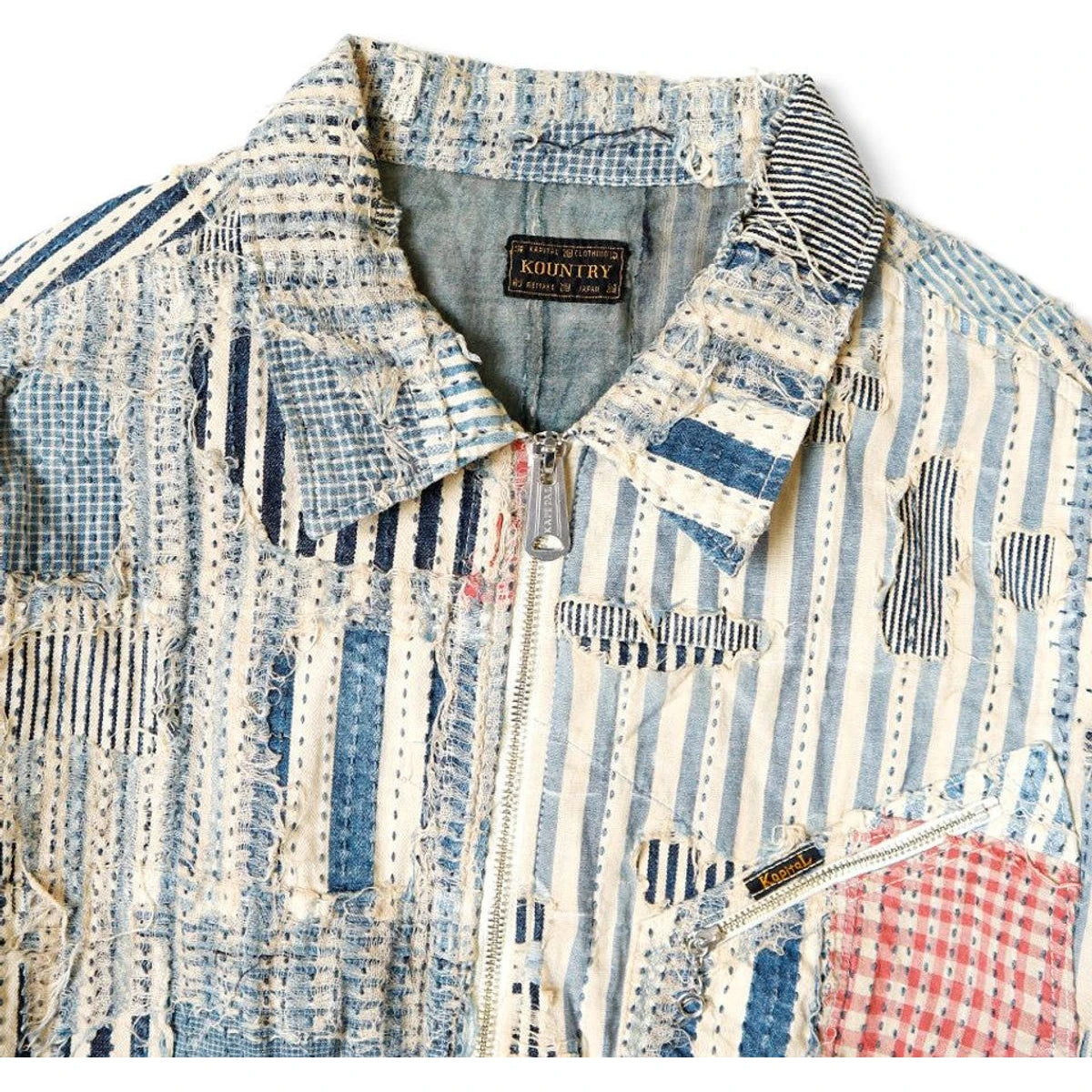 Kapital Liberty Stripe Boro Drizzler Zip Jacket