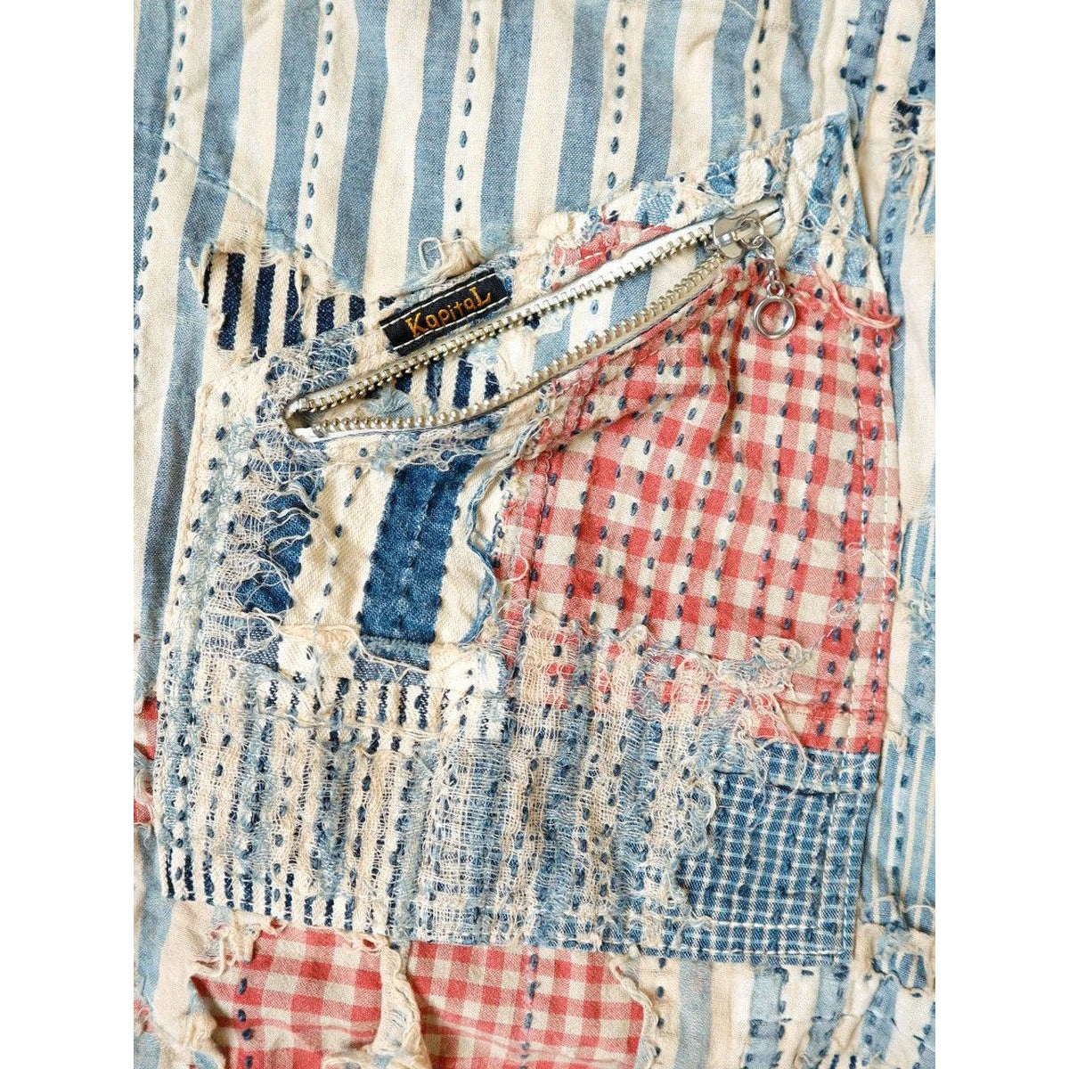 Kapital Liberty Stripe Boro Drizzler Zip Jacket | COJP Gallery