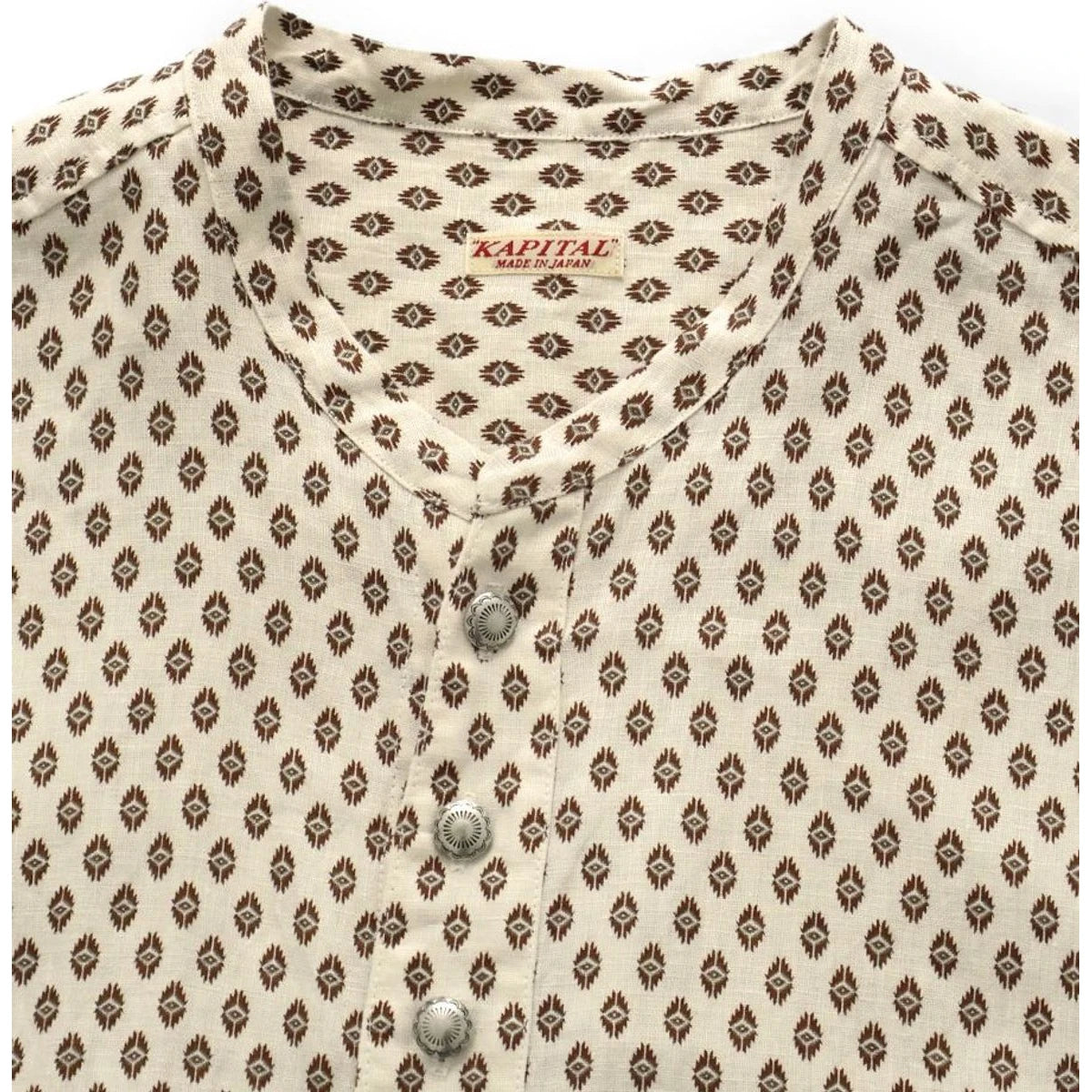Kapital Linen Chima Pattern Stand Penny Shirt