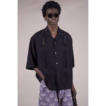 Kapital Linen Drawn Threadwork Lax Cuban Shirt