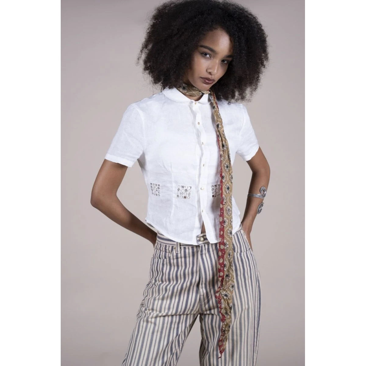 Kapital Linen Drawn Thread Work A Cappella Blouse