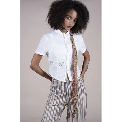 Kapital Linen Drawn Thread Work A Cappella Blouse