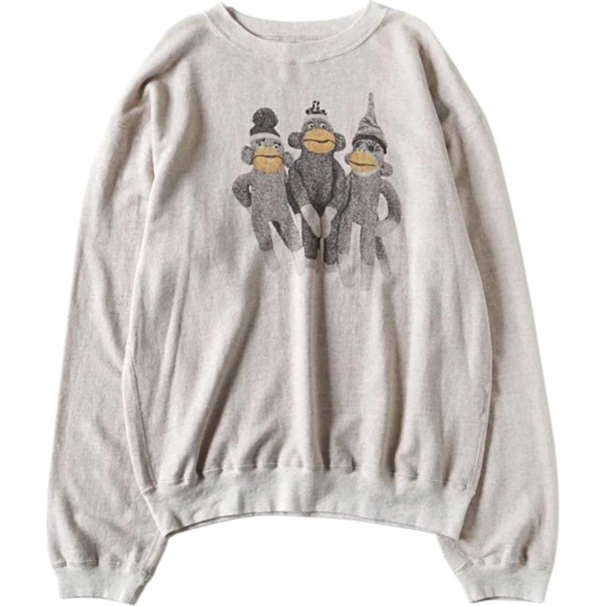Kapital Linen Gauze Fleece Crew Sweatshirt Monkey Amigo Print