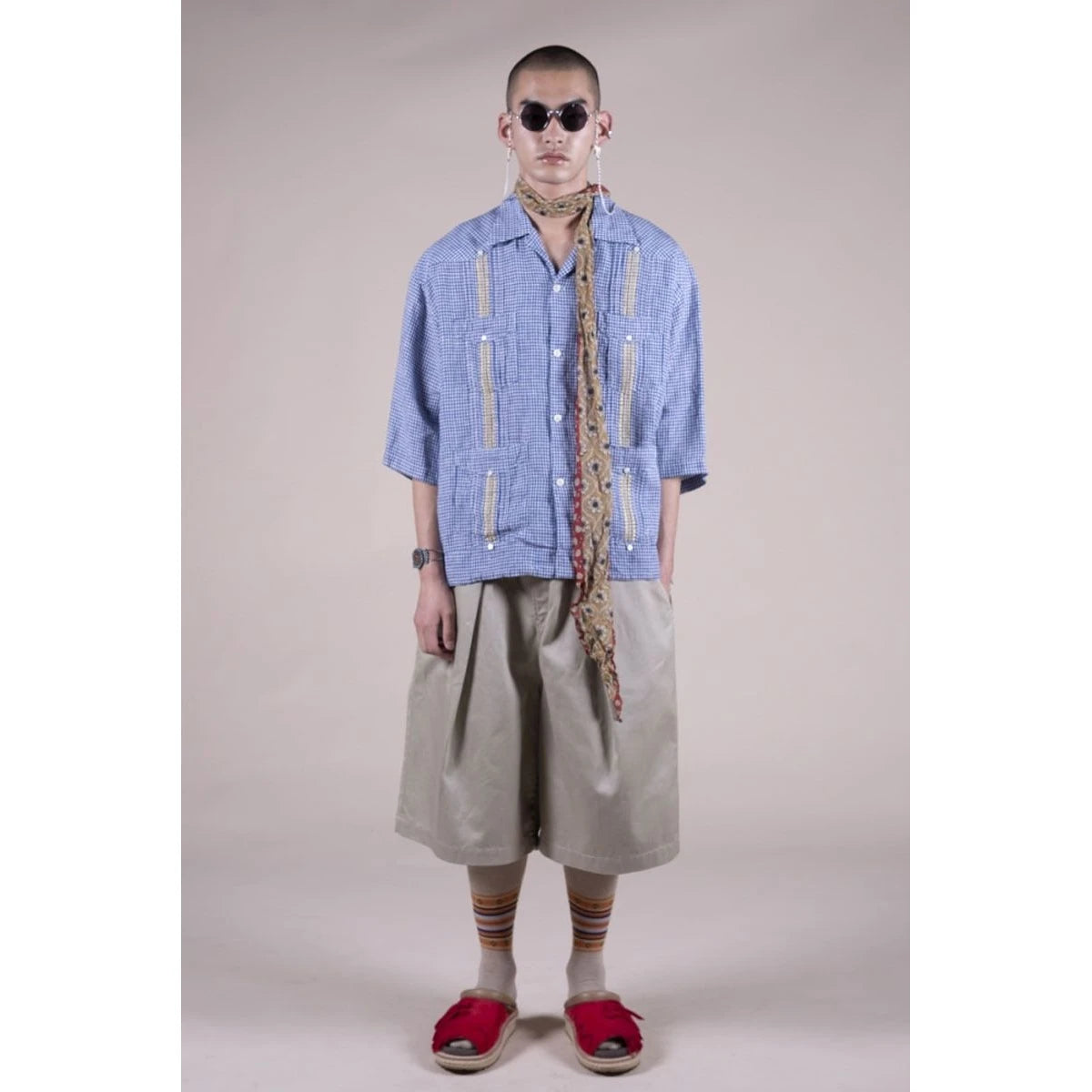 Kapital Linen Gingham Check Lax Cuban Shirt