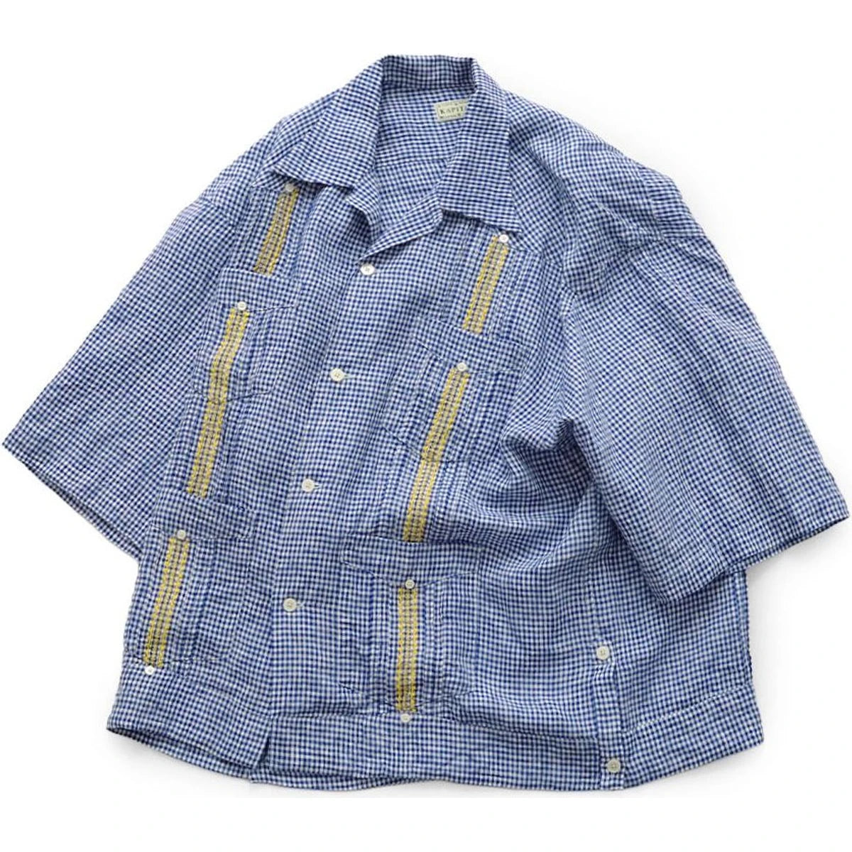 Kapital Linen Gingham Check Lax Cuban Shirt