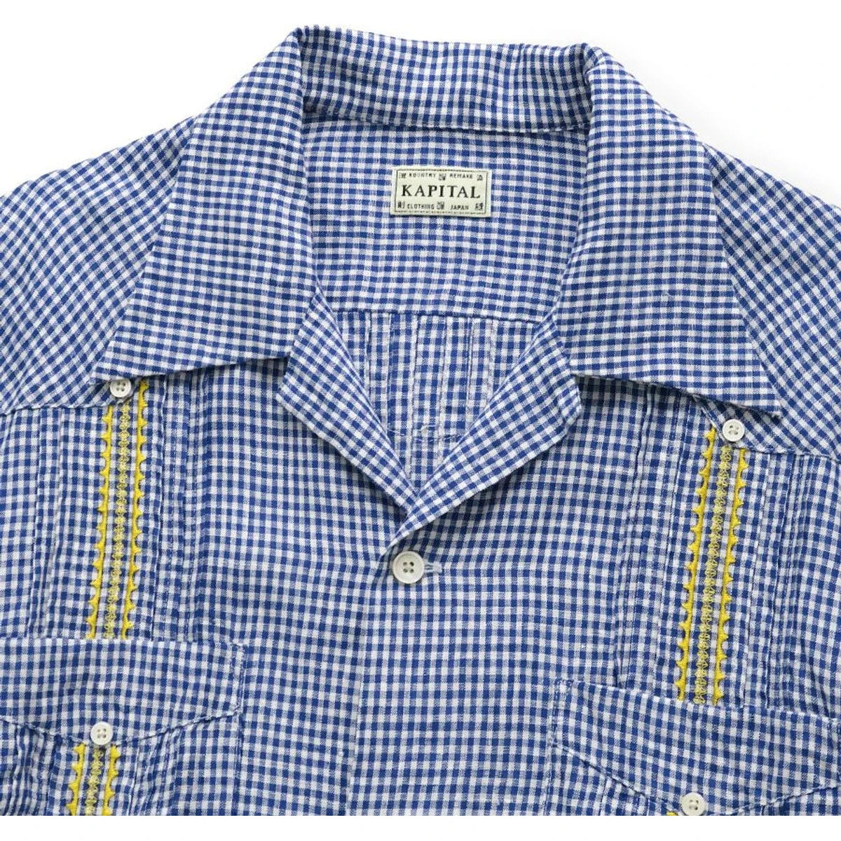 Kapital Linen Gingham Check Lax Cuban Shirt