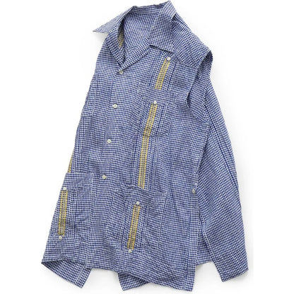 Kapital Linen Gingham Check Sleeveless Cuban Shirt