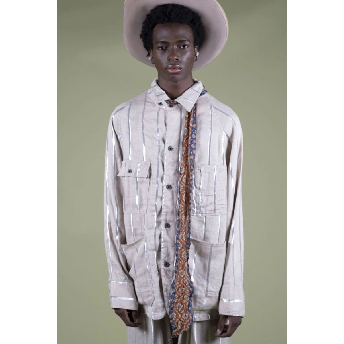 Kapital Linen Glitter Phillies Stripe Cactus Coverall