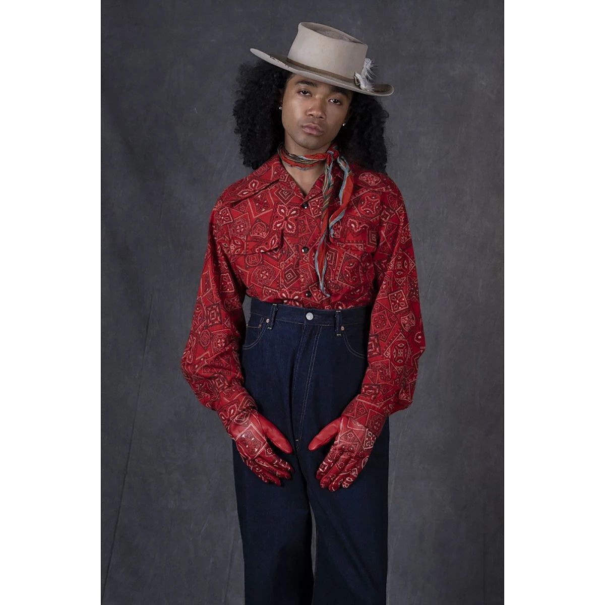 Kapital Mura Sheeting Cookie Bandana Pattern Rangle Collar Board Shirt