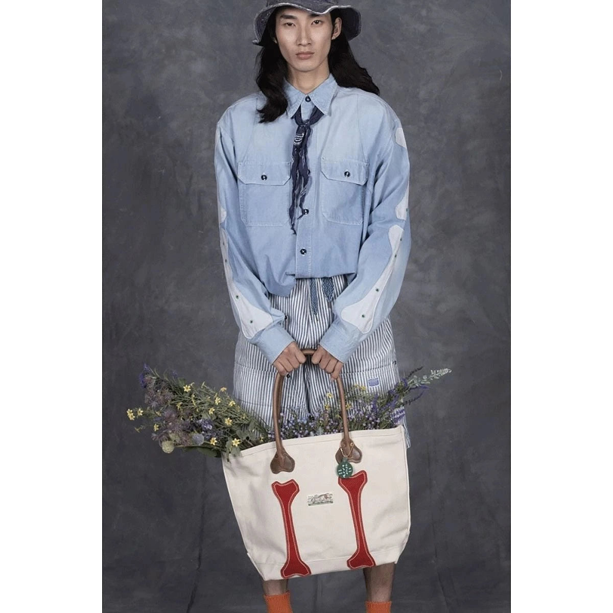Kapital No. 4 Canvas Kotsukotsu Bone Tote Bag (Small)
