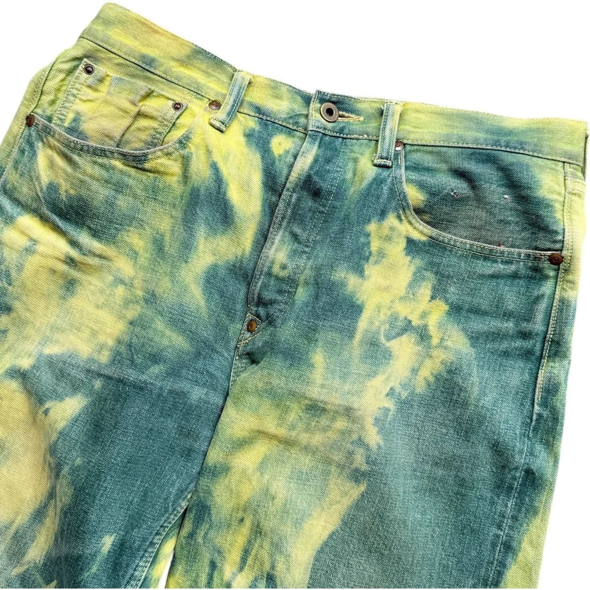 Kapital No.4 Denim 5P Selvedge Wide Leg Pants (Washed Tie Dye)