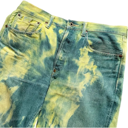 Kapital No.4 Denim 5P Selvedge Wide Leg Pants (Washed Tie Dye)