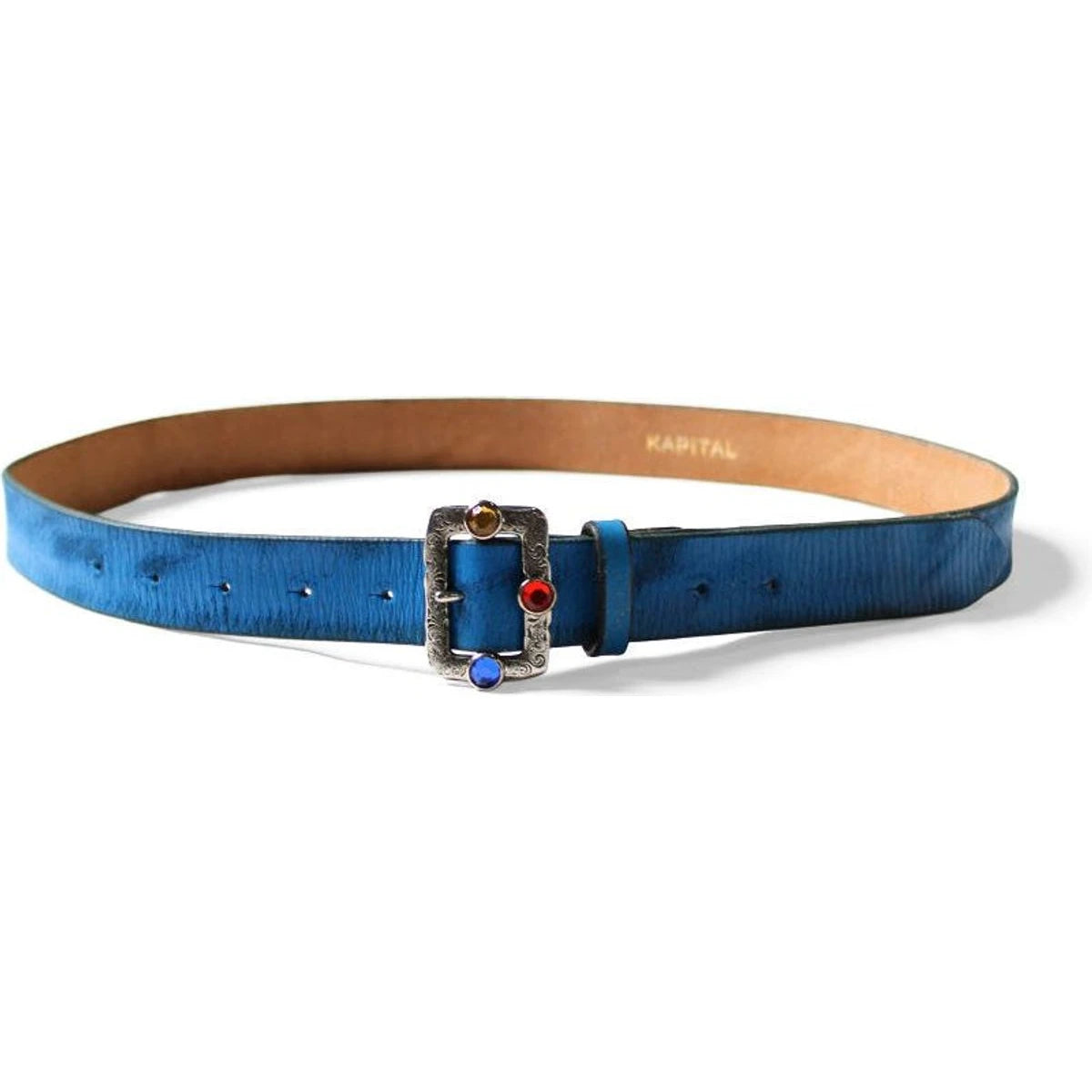 Kapital Oiled Leather Studded Disco Buckle Belt