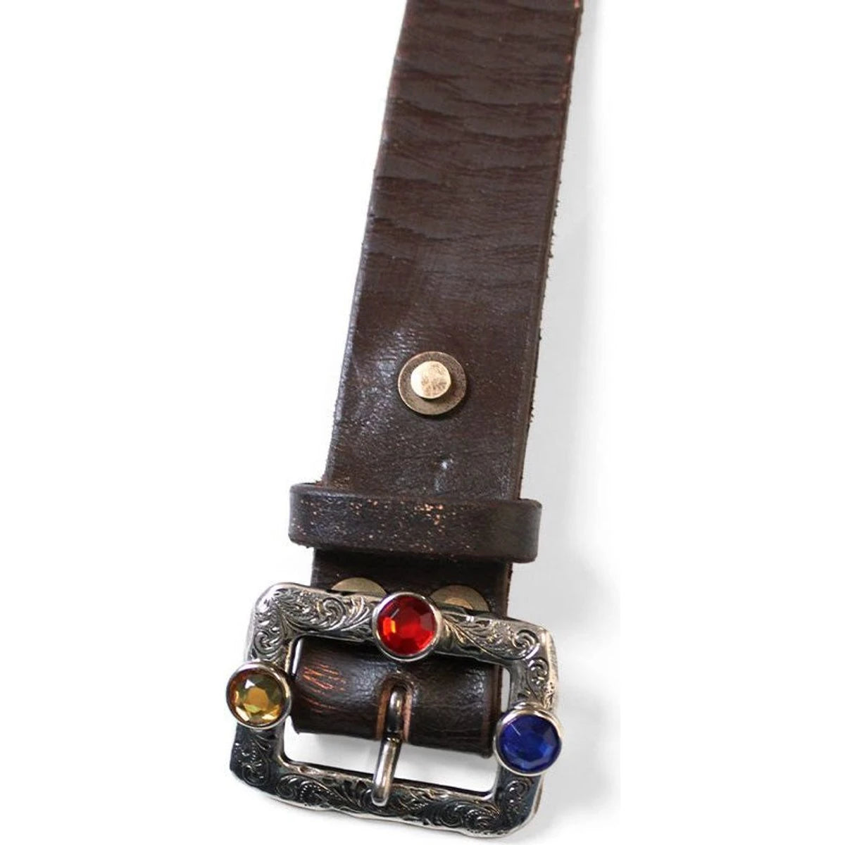 Kapital Oiled Leather Studded Disco Buckle Belt