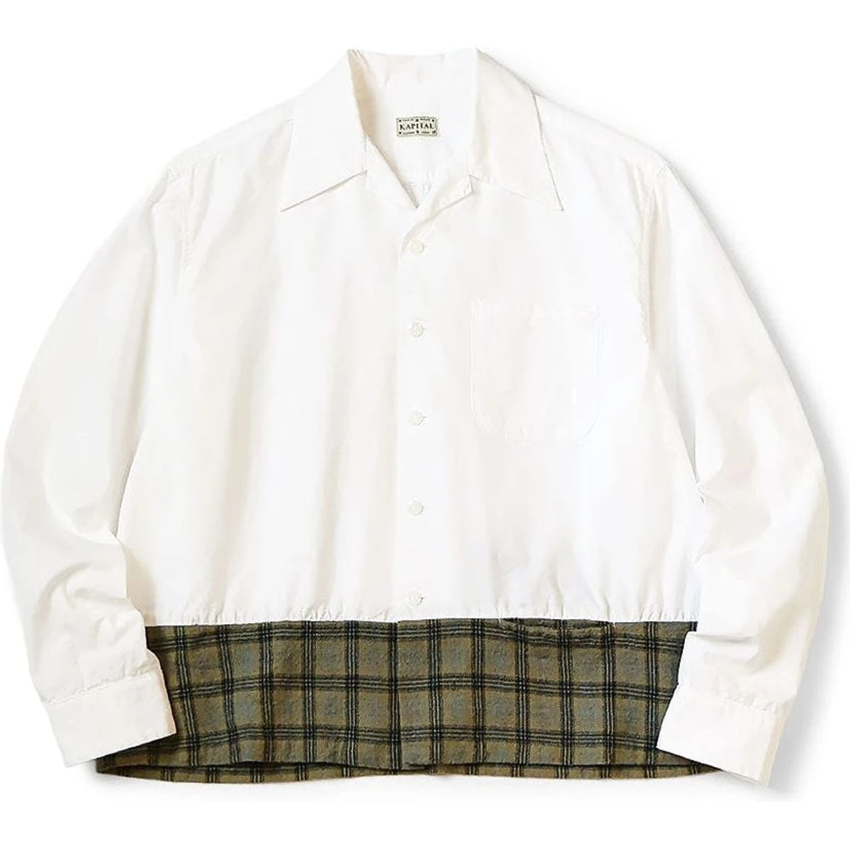 Kapital Ox x Wool Check Dog-Bite Open-Collar Shirt