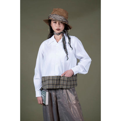 Kapital Ox x Wool Check Dog-Bite Open-Collar Shirt