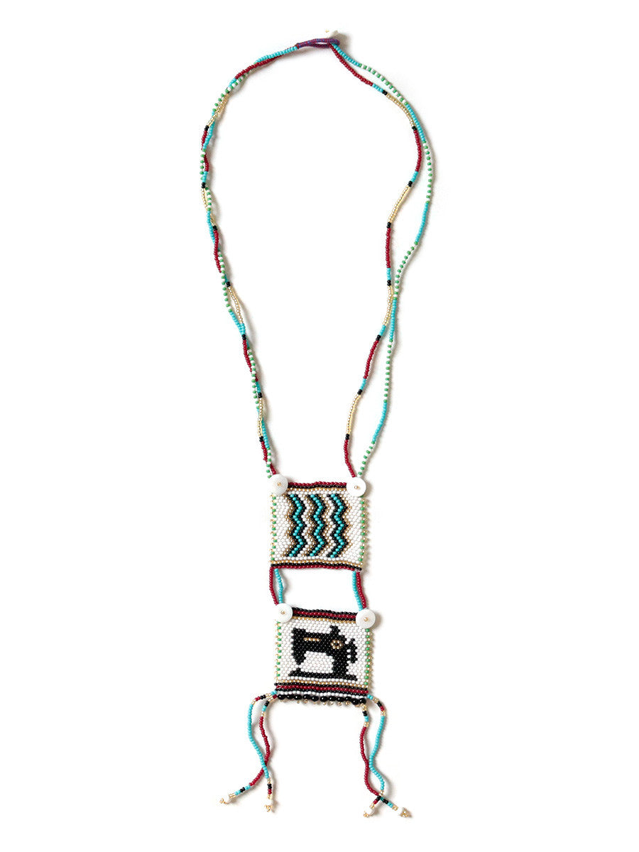 Kapital Pueblo Beads Necklace (Zigzag & Black Gold Sewing Machine)
