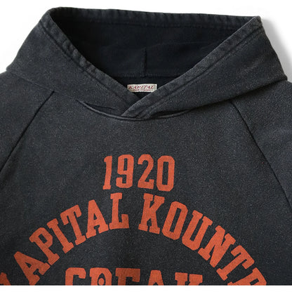Kapital Raglan Hooded Fleece Sweatshirt (Speakeasy College Print)
