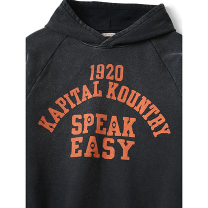 Kapital Raglan Hooded Fleece Sweatshirt (Speakeasy College Print)