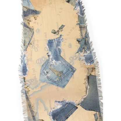 Kapital Rayon Fringe Scarf (Cayo Hueso Denim Map)