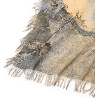 Kapital Rayon Fringe Scarf (Cayo Hueso Denim Map)