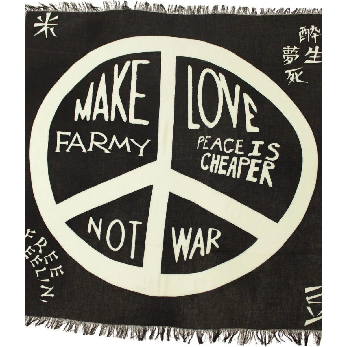 Kapital Rayon Fringe Square Scarf (Giant Peace)