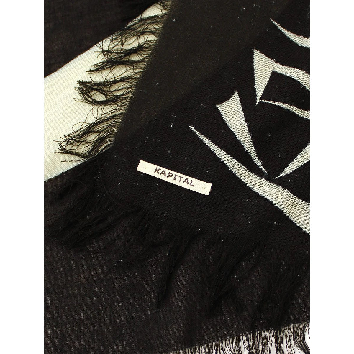 Kapital Rayon Fringe Square Scarf (Giant Peace)