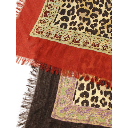 Kapital Rayon Fringed Square Stole (Kathmandu Leopard Print)