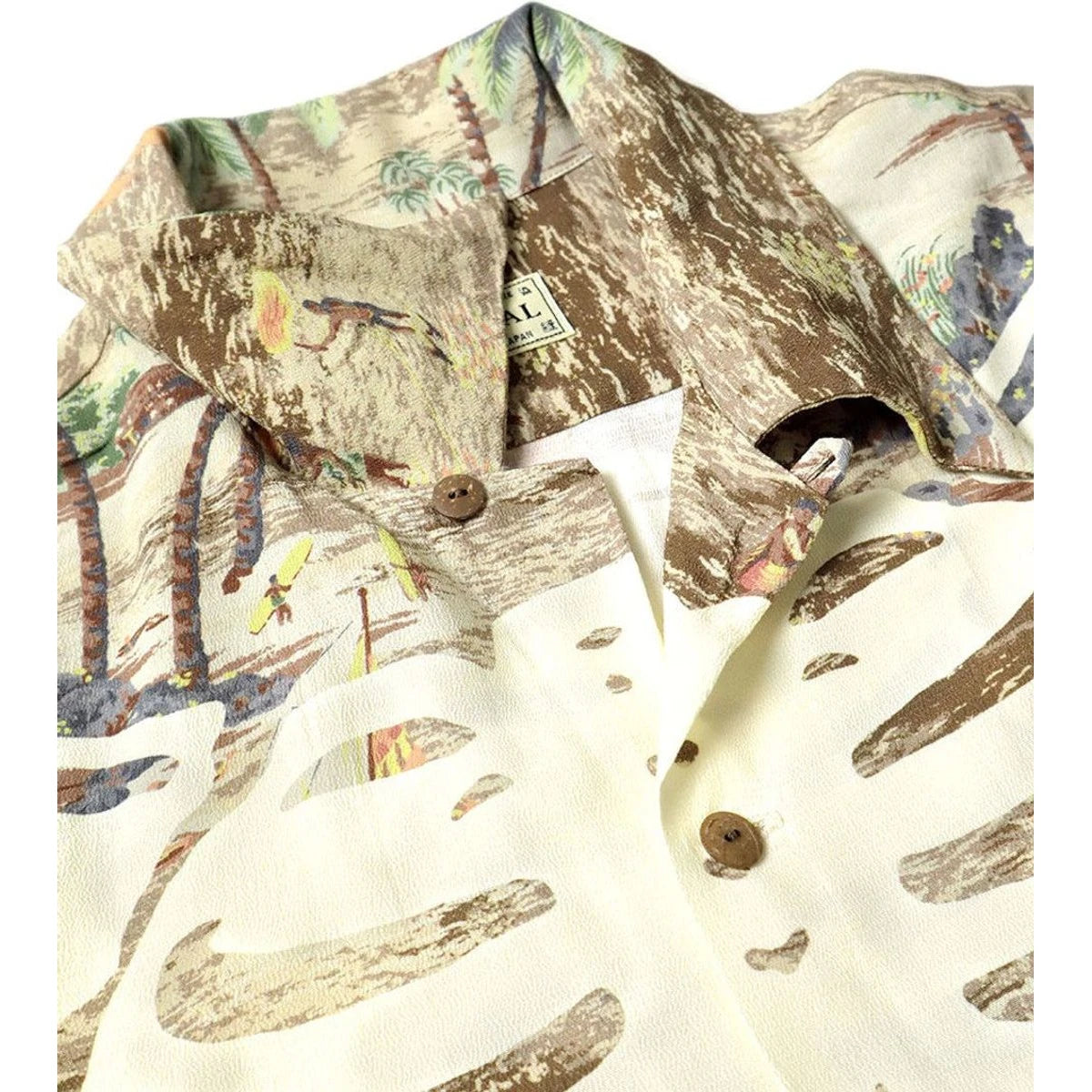 Kapital Rayon Kamehameha Bone Print Aloha Shirt