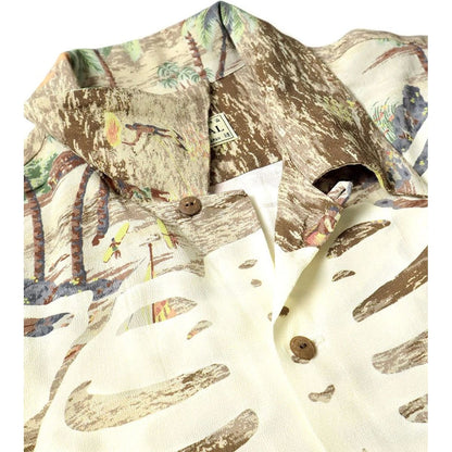 Kapital Rayon Kamehameha Bone Print Aloha Shirt