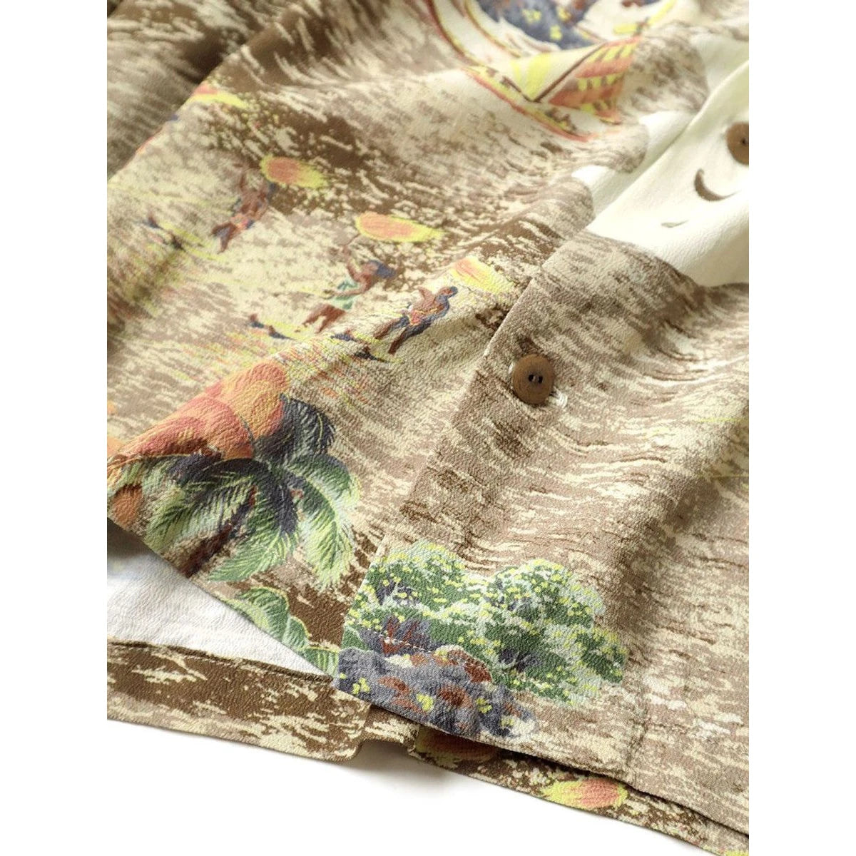 Kapital Rayon Kamehameha Bone Print Aloha Shirt