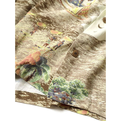 Kapital Rayon Kamehameha Bone Print Aloha Shirt